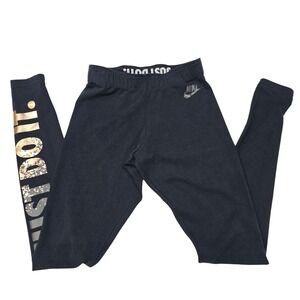 Nike Womens Just Do It Leggings Rose Gold Foil Graphic Pants XS Yoga Gym Workout